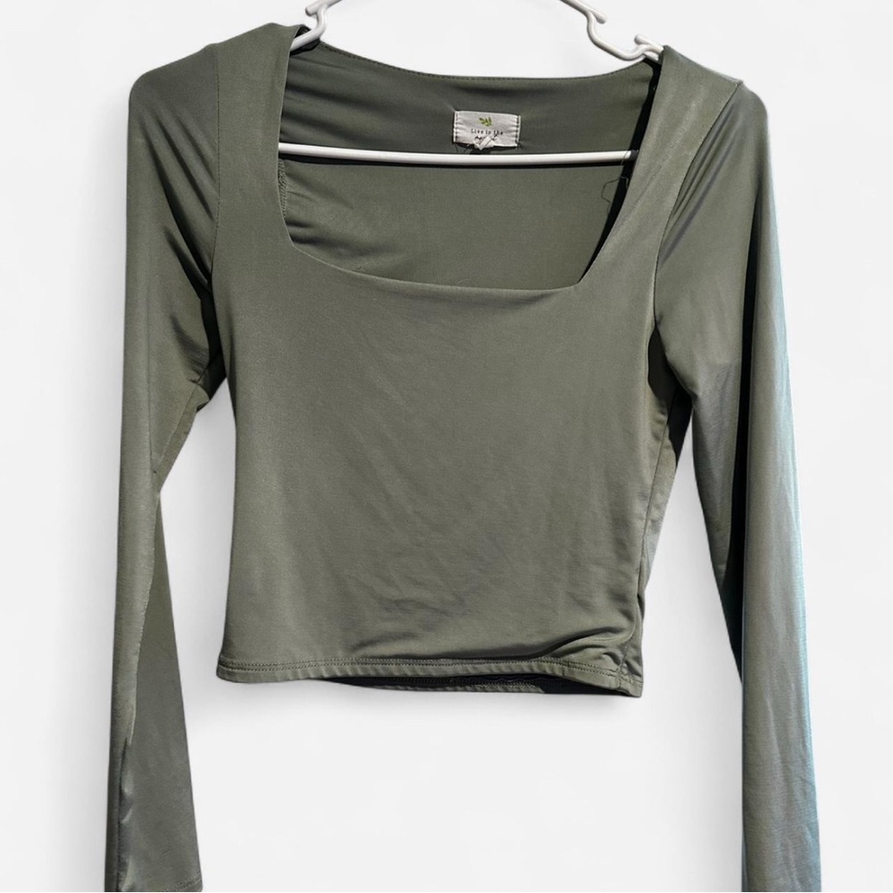Olive Green Long Sleeve Women's Top